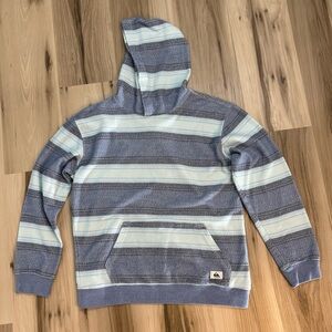 Quiksilver Kids Boys Striped Hoodie Pullover Long Sleeve Pocket XL 18/20‎ Blue